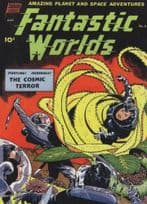 Fantastic Worlds 1950s Sci Fi Comic Book Cosmic Terror Postcard