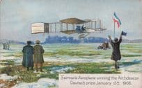 Farman's Aeroplane Winning The Archdeacon Prize Plane Old Postcard