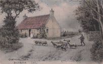 Farmer & Sheep at Cleikum Toll Dunbar Scottish Phillimore Old Postcard