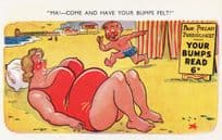 Fat Lady At Fortune Teller Tent Reads Big Breasts Seaside Comic Postcard