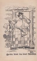 Fat Lady Baby With Dirty Nappy Her Problems Are Bigger Vintage Comic Postcard