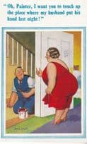Fat Lady Wanting Painter To Paint Her Privates Comic Humour Postcard