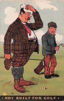 Fat Man Not Built For Golf Antique Comic Golfing Postcard