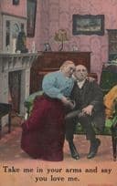 Fat Old Lady With Confused OAP Man Romance Old Comic Postcard