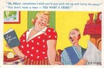 Fat Overweight Lady Needing Crane Comic Humour Postcard