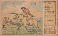 Fathers Gone A Hunting Painting Fox Hunt Rifle Postcard