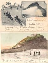 Faulhorn Switzerland Ski Party Hotel 2x Antique Skiing Postcard s