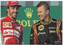 Fernando Alonso Renault F1 Kimi Raikkonen Grand Prix Rare Postcard