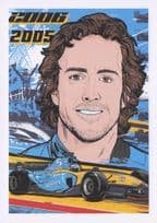 Fernando Alonso Spanish Grand Prix F1 Motor Racing Driver Painting Postcard