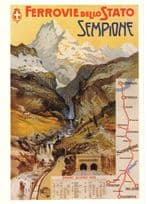 Ferrovie Dello Stato Sempione Map Timetable Switzerland Poster Postcard