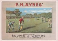 FH Ayres Toys & Games London Shop Cricket Advertising Postcard