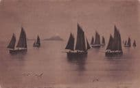 Fidra Sailing Boats Stunning Silhouette Firth Of Forth Phillimore Postcard
