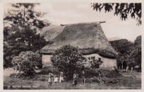 Fijian Native House Family Old Fiji Real Photo Postcard