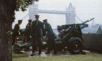 Firing A Military Royal Salute at Tower Bridge 1982 Postcard