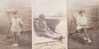 Fishing Boat Deck Chair Old Man By Ship 3x Real Photo Postcard s
