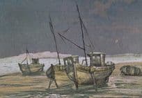 Fishing Boat Trawler Ship Real Metallic Shine Postcard