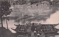 Fishing Boats at Erretan Pont Bridge Indonesia Old Postcard