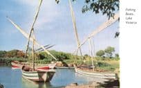 Fishing Boats Lake Victorian Kenya African Vintage Postcard
