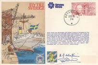 Fly Till Sverige Sweden Boat Military Hand Signed POW RAF 1974 FDC