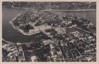 Flygbild Stockholm Ship Aerial Real Photo Sweden Old Postcard