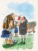 Football Mad Referee Red Card Match Comic Humour Postcard
