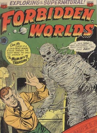 Forbidden Worlds 1950s Supernatural Comic Book The Mummy Postcard