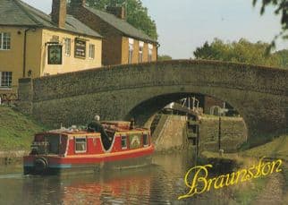 Forester Boat Passing Admiral Nelson Pub Braunston Postcard
