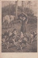 Fox Hunting Graphic Antique Pack Of Dog Dogs Hunt Blood Sports Killing Postcard