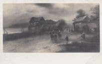 Fox Hunting In Disaster Cloudy Storm Antique Victorian Painting Postcard