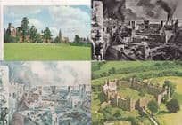 Framlingham Castle Suffolk Aerial Courtyard Painting 4x Postcard s