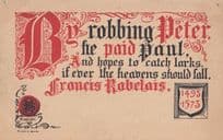 Francis Robelais Robbing Peter To Pay Paul Songcard Antique Old Postcard