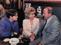 Frank Butcher Ricky New Car Lot Peggy Romance BBC Eastenders 1998 Press Photo