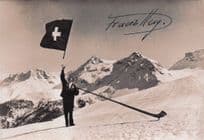Franz Hug 1936 Olympic Games Flag Thrower Switzerland Signed Postcard