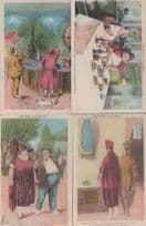 French Health Farm 4x Antique Fat Lady Comic Humour Diet Lose Weight Postcard s