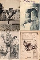 French Horse Racing 4x Antique Race Training Equestrian Postcard s
