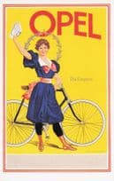 French Opel Ladies Old Bicycle Cycle France Advertising Postcard