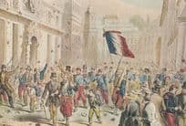 French Procession Genova Painting 1859 Italian War Of Independence Postcard
