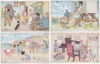 French Pub Dog Piano Lounge Beach House 4x Old Sketch Postcard s
