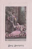 French Souvenirs Pink Roses Secret Code Love Glamour Old Romantic Postcard
