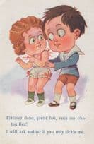 French Tickle Tickling Antique Comic Humour France Postcard