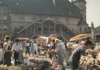 Fribourg Flower & Vegetable Market Switzerland Postcard