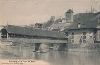 Fribourg Le Pont De Bois Switzerland Antique Postcard