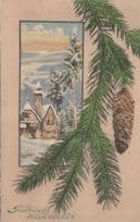 Frohliche Weihnachten Switzerland Old Chestnut Tree Greetings Postcard