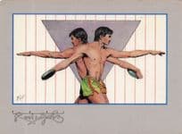 Frozen Motion Gay Men LGBT Interest Painting Postcard