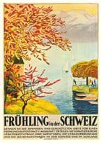 Fruhling In Der Schweiz Boats Fishing Switzerland Poster Postcard