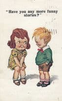 Funny Story Children Giggling Antique Comic Postcard