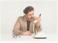 Furious Telephone Phone Call Argument Angry Man Spectacles Postcard