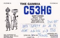 Gambia Gambian Broadcasting Radio Washington USA QSL Radio Card