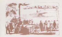 Garrett Portable Steam Engine Ploughing Gear Artist Drawing Limited Edn Postcard