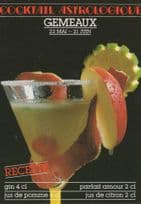 Gemini Starsign Zodiac Astrology Cocktail French Alcohol Drink Postcard